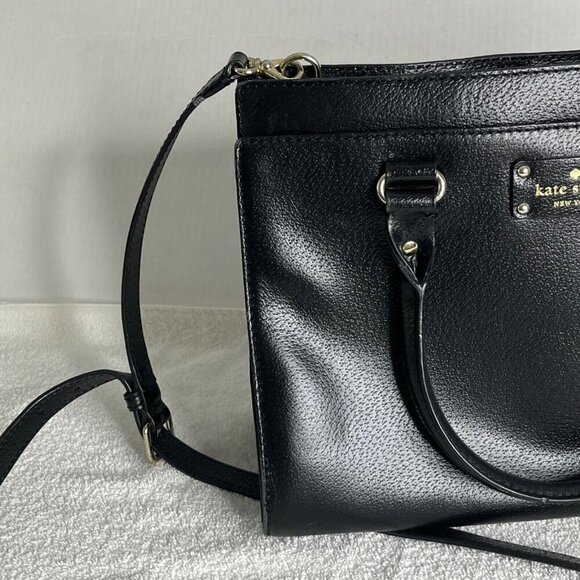 Kate Spade New York Wellesley Embossed Leather Satchel Purse Black Pink Interior - Picture 3 of 13